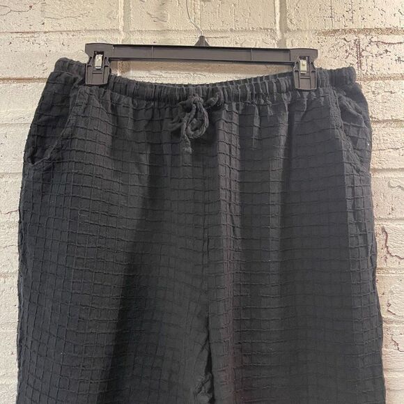 Lulu-B Patterned Textured Comfortable Cotton Elastic Waist Pants XL - Picture 1 of 11